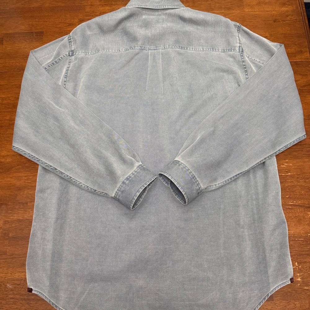 The Territory Ahead Shirt Mens XL/T Blue Silk Cotton Blend Long Sleeve Vintage - Picture 5 of 8